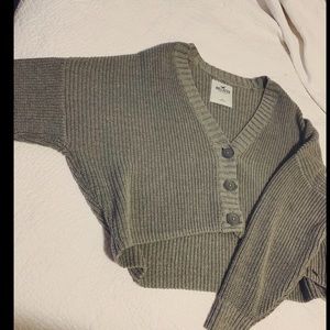 Slightly cropped Button down sweater